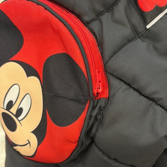 Black Puffer Jacket with Red Mickey Mouse Backpack - Picture 13 of 16